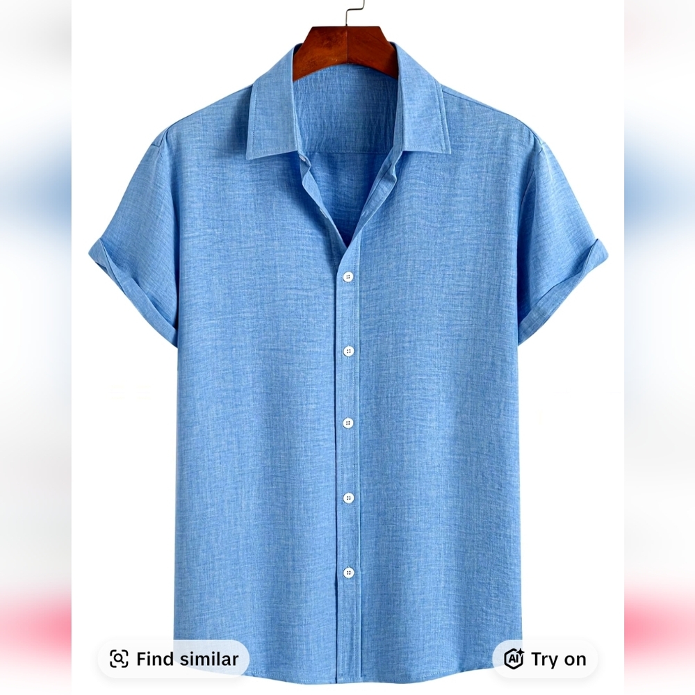 Men's Blue Short Sleeve Shirt